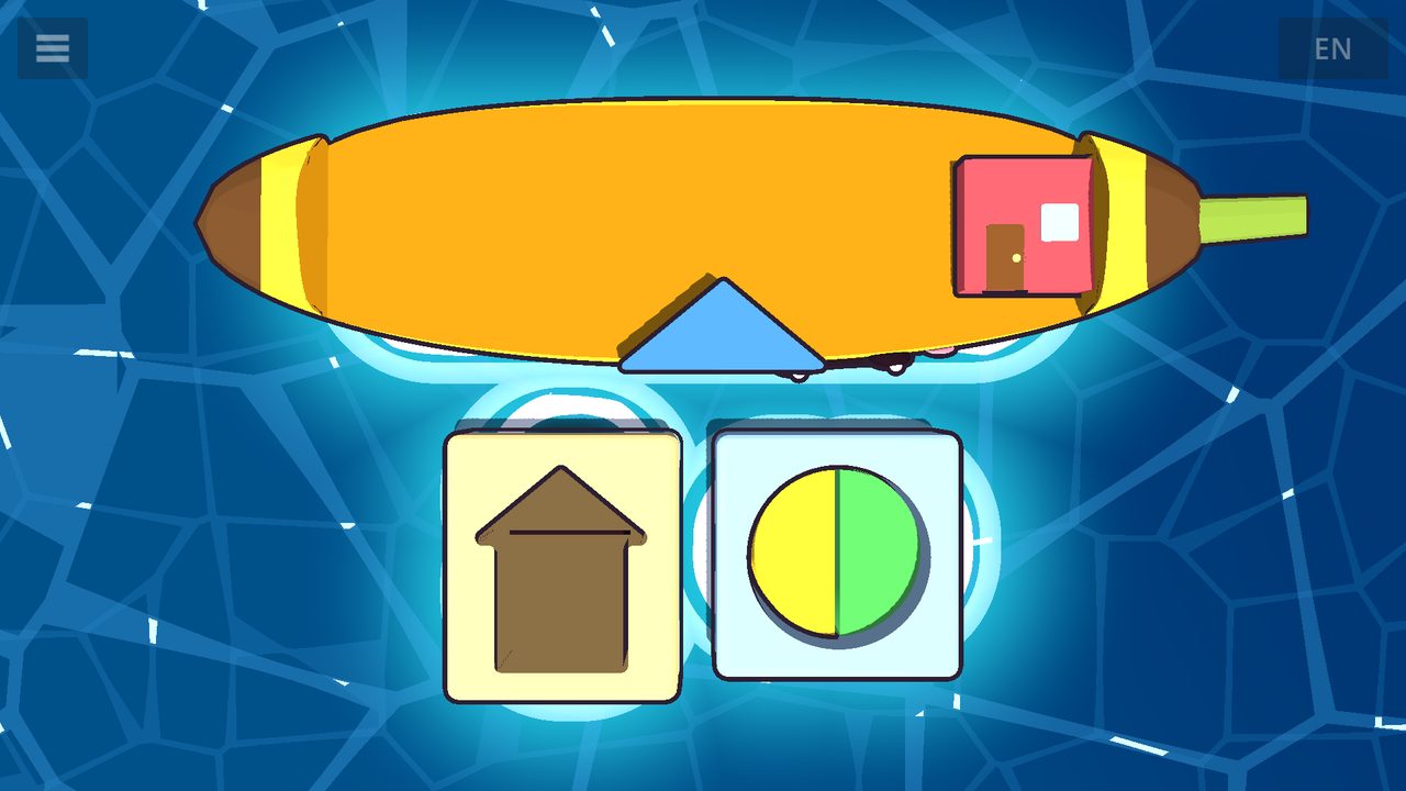 A finished circle made of two half circles, and a triangle roof on its way to complete a house