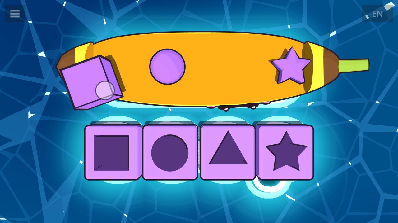 A square, circle, triangle and star on the banana boat above their matching shaped holes
