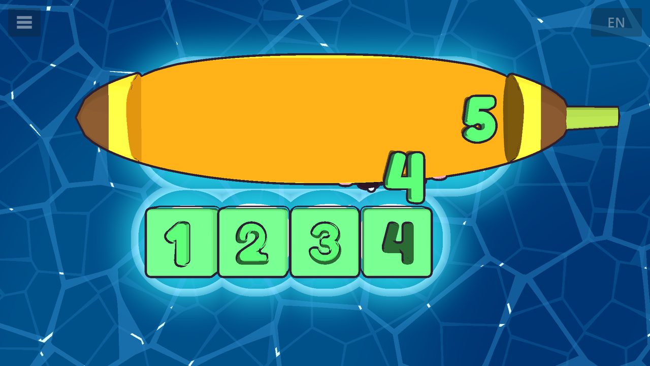Numbers 1, 2 and 3 in a row, the 4 dropping into the next hole and the 5 waiting on the banana boat
